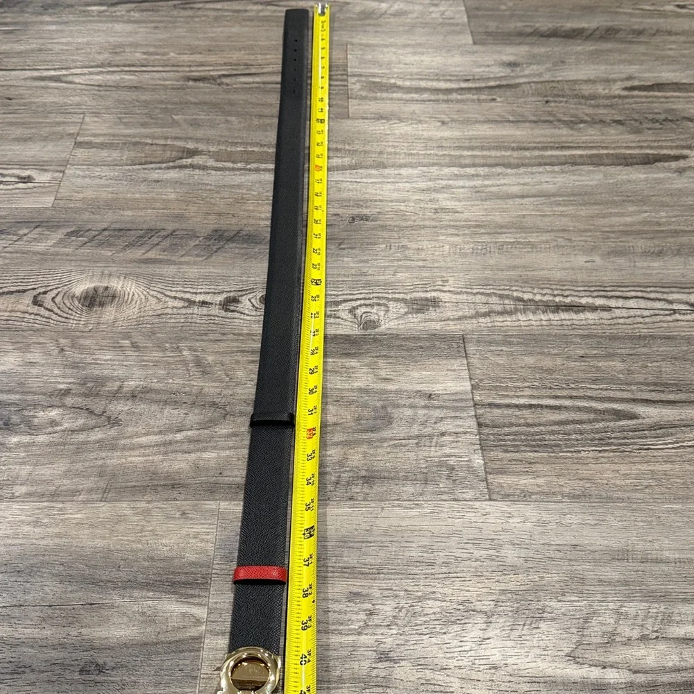 Salvatore Ferragamo Gancini Reversible Red Black Leather Belt Gold Buckle